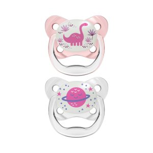 Dr. Brown'ss PREVENT ortodontinis čiulptukas 6-18 m 2 pak. šviečiantis rožinis
