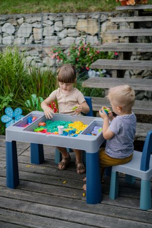 TEGGI MULTIFUN baldų rinkinys 1+2 turkis / tamsiai mėlynas / pilkas