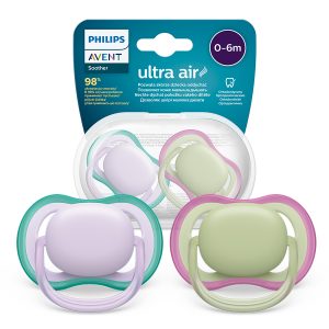 AVENT Ultra Air Pacifier 0-6m violetinė/žalia, SCF085/24