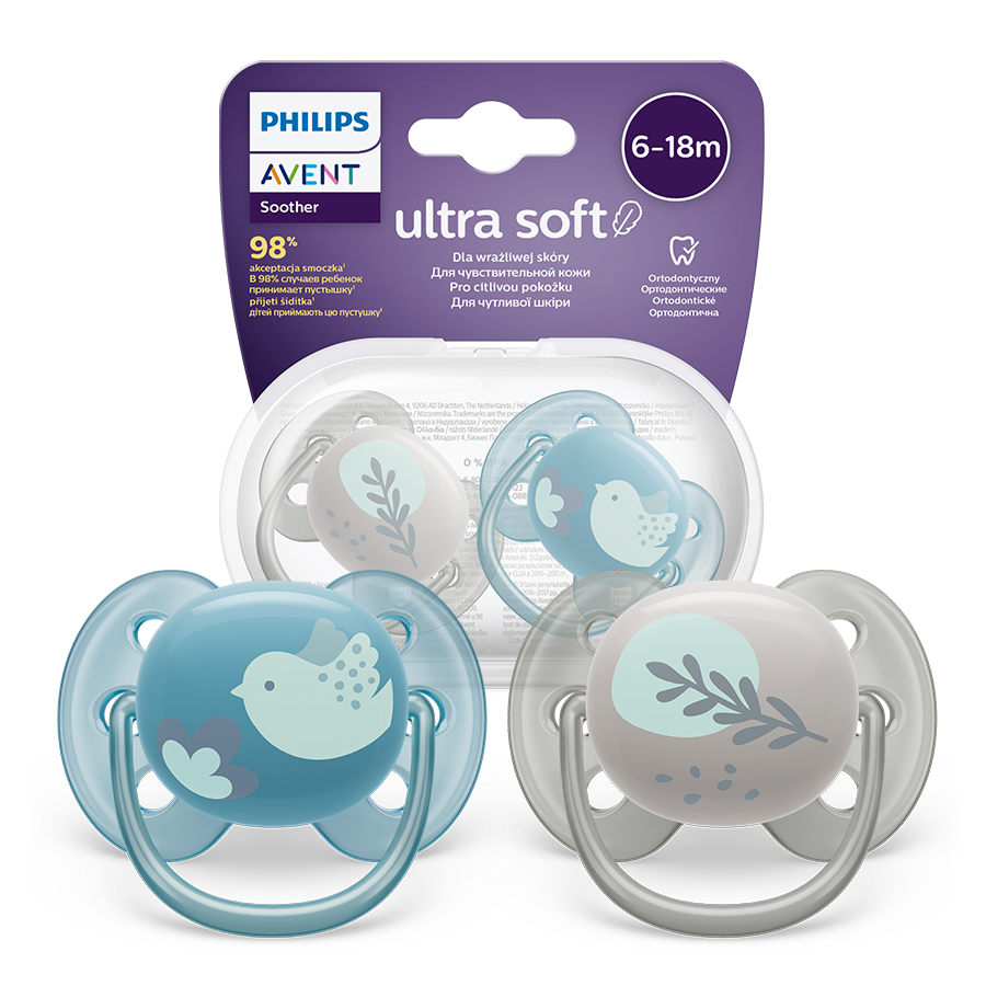 AVENT itin minkštas čiulptukas 6-18m šakelė/paukštis, SCF091/15