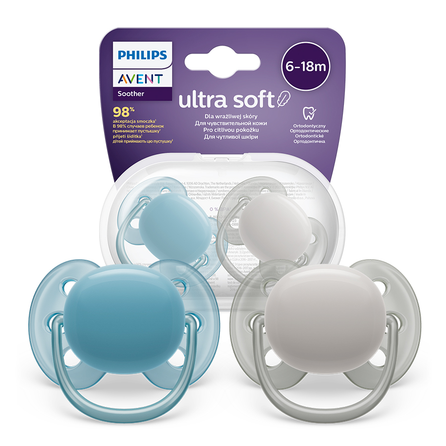 AVENT itin minkštas čiulptukas 6-18m mėlyna/pilka, SCF091/17
