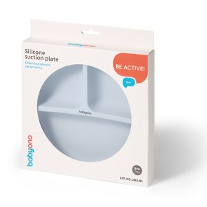 BABYONO Silikoninė lėkštė su siurbtuku, mėlyna