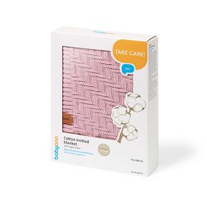 BABYONO Megzta medvilninė antklodė, rožinė