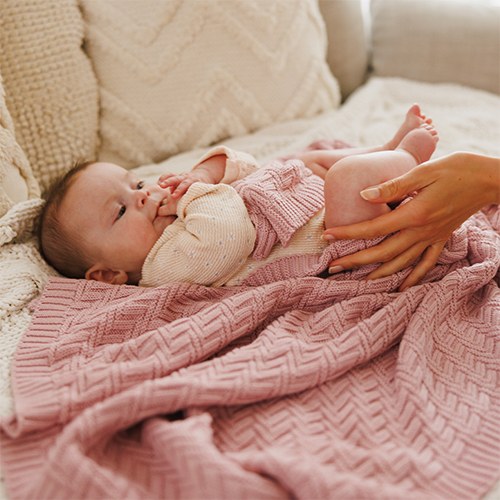 BABYONO Megzta medvilninė antklodė, rožinė - Image 4