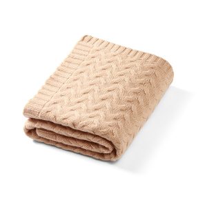 BABYONO Merino vilnos antklodė, tamsiai smėlio spalvos