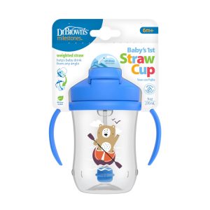 Dr. Brown'ss Puodelis First Straw 270ml Blue Bear +6