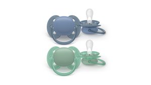 AVENT Ultra Soft Čiulptukas 6-18m 2 vnt. mėlyna/žalia, SCF091/42