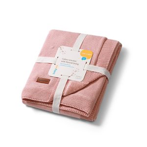BABYONO Medvilninė antklodė su flaneliniu pamušalu, rožinė