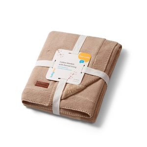 BABYONO Medvilninė antklodė su flaneliniu pamušalu, tamsiai smėlio spalvos