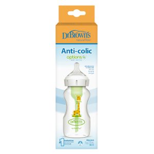 Dr. Brown'ss Buteliukas su plačiu kaklu 270ml Options+ su 3m speneliu+žirafos dekoru