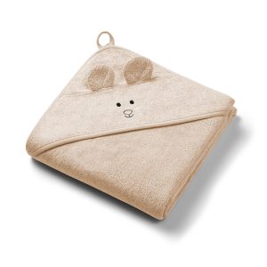 BABYONO Bambukinis maudymosi užvalkalas su gobtuvu 100x100cm tamsiai smėlio spalvos