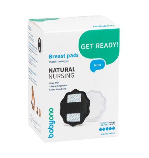 BABYONO NATURAL NURSING krūtų įklotai 24 vnt juodi
