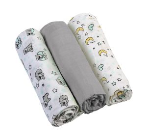 BABYONO Muslin sauskelnės 3 vnt/pilka TAKE CARE