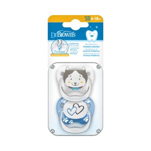 Dr. Brown'ss PreVent BUTTERFLY ortodontinis čiulptukas 6-12m gyvūnų kolekcija mėlyna 2 pak.