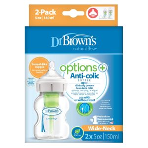 Dr. Brown'ss Butelis su plačiu kaklu 150 ml PP OPTIONS PLUS 2 PACK