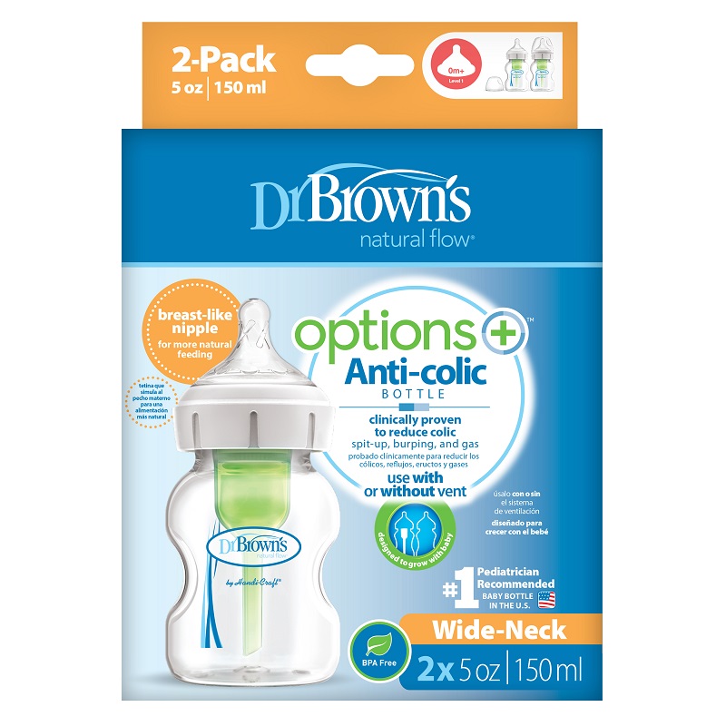Dr. Brown'ss Butelis su plačiu kaklu 150 ml PP OPTIONS PLUS 2 PACK