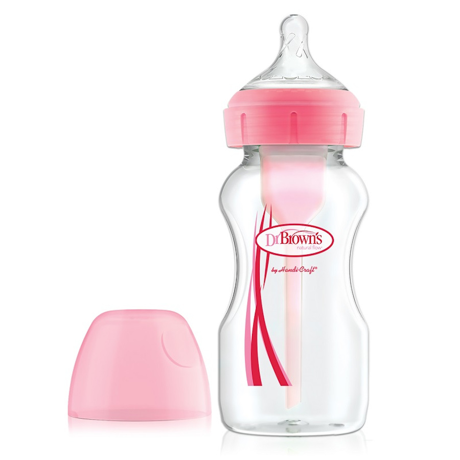 Dr. Brown'ss Buteliukas su plačiu kaklu 270 ml PP OPTIONS PLUS rožinis