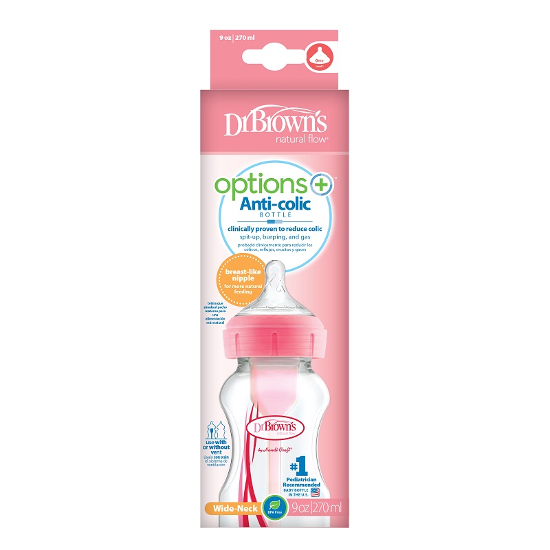 Dr. Brown'ss Buteliukas su plačiu kaklu 270 ml PP OPTIONS PLUS rožinis - Image 2