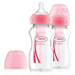 Dr. Brown'ss Buteliukas su plačiu kaklu 270 ml PP OPTIONS PLUS 2 PACK rožinis