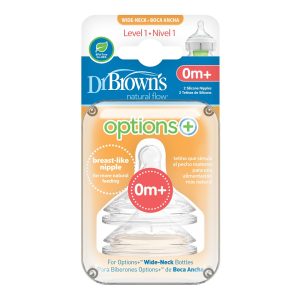 Dr. Brown'ss plataus apžiojimo 1 lygio žindukas, skirtas OPTIONS+ buteliukui 2 pak.
