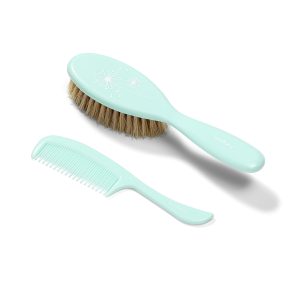 BABYONO Plaukų šepetys ir šukos, natūralūs minkšti šereliai, MINT TAKE CARE