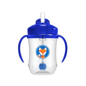Dr. Brown'ss Puodelis Pirmas šiaudelis 270ml mėlynas +6m