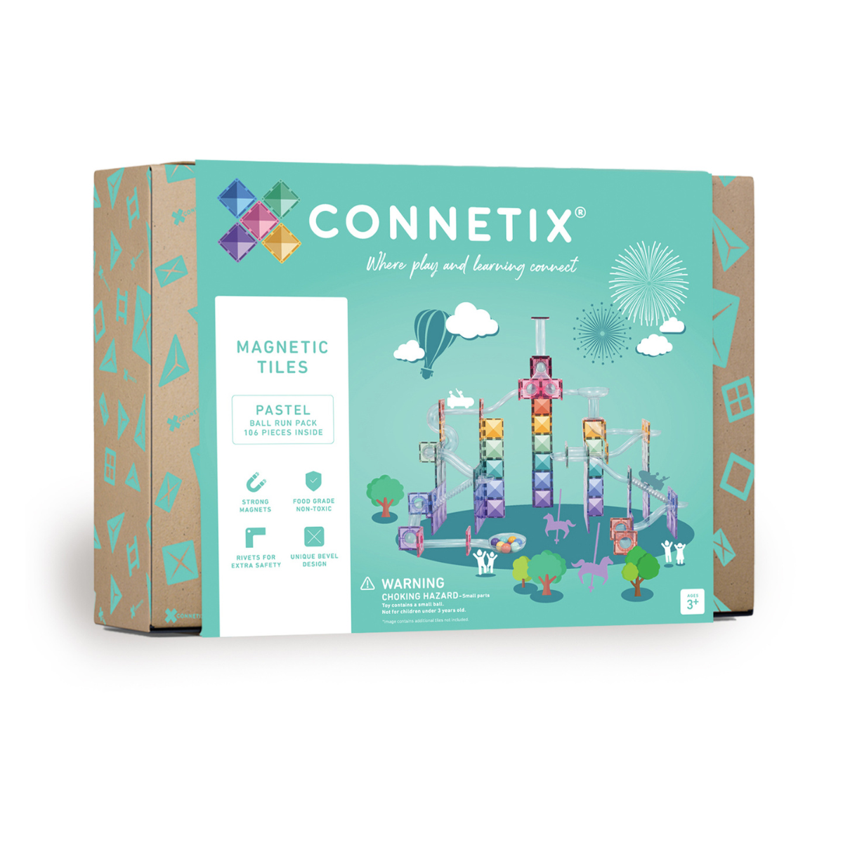 CONNETIX Pastelinis magnetinis konstruktorius Ball Run Pack 106 pc