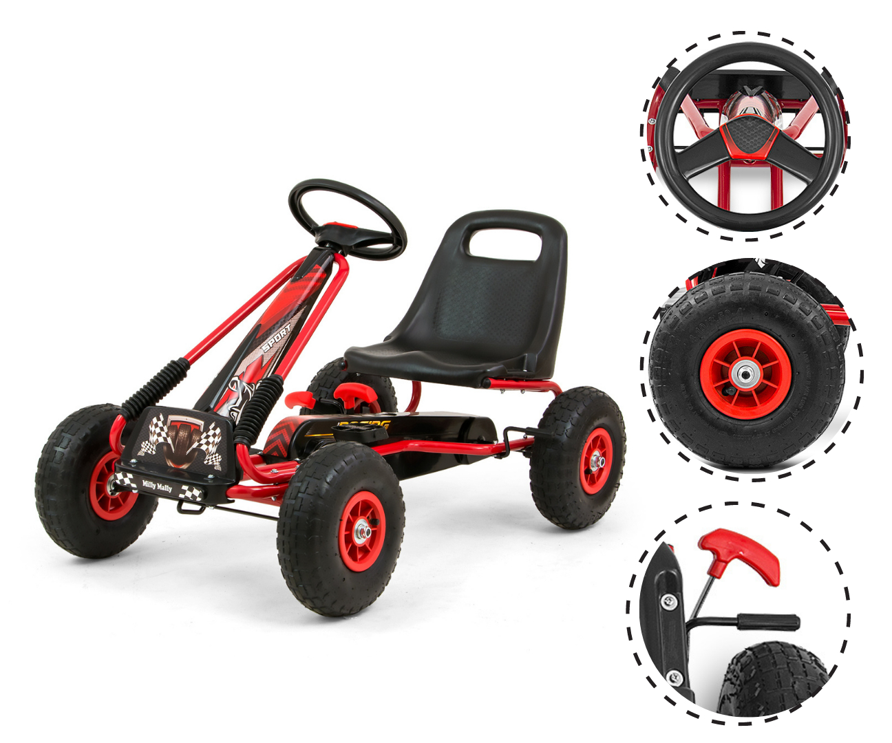 MILLY MALLY Pedalinis gokartas Thor Red – kūdikių prekė