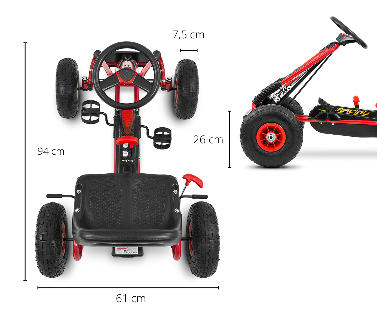 MILLY MALLY Pedalinis gokartas Thor Red – kūdikių prekė