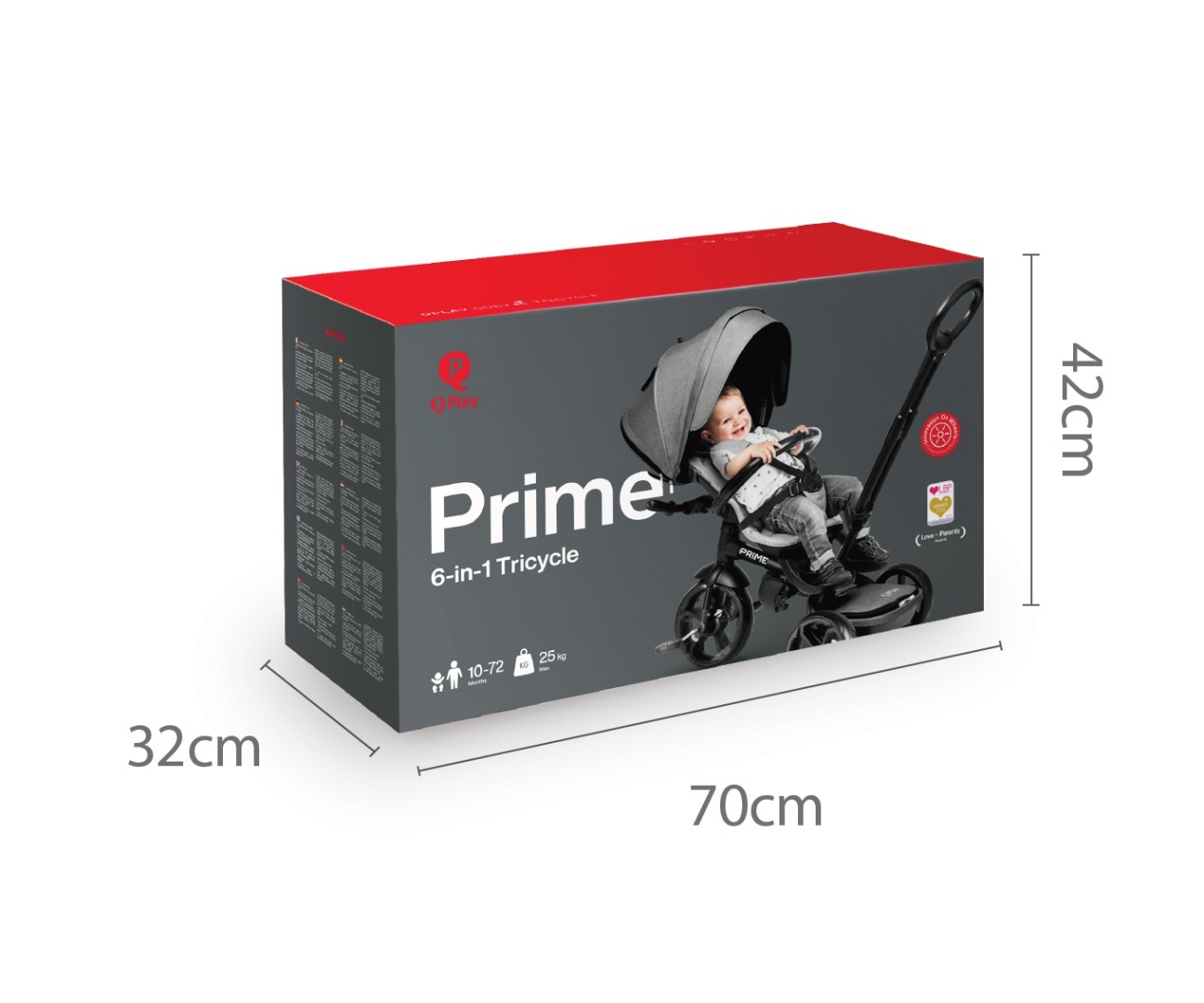 MILLY MALLY Qplay Naujas Prime pilkos spalvos triratis – kūdikių prekė