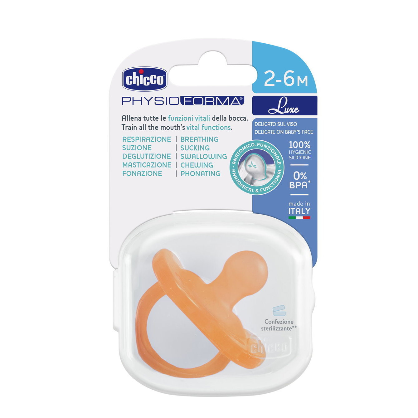 CHICCO PHYSIOFORMA LUXE čiulptukas 2-6M oranžinis - Image 2
