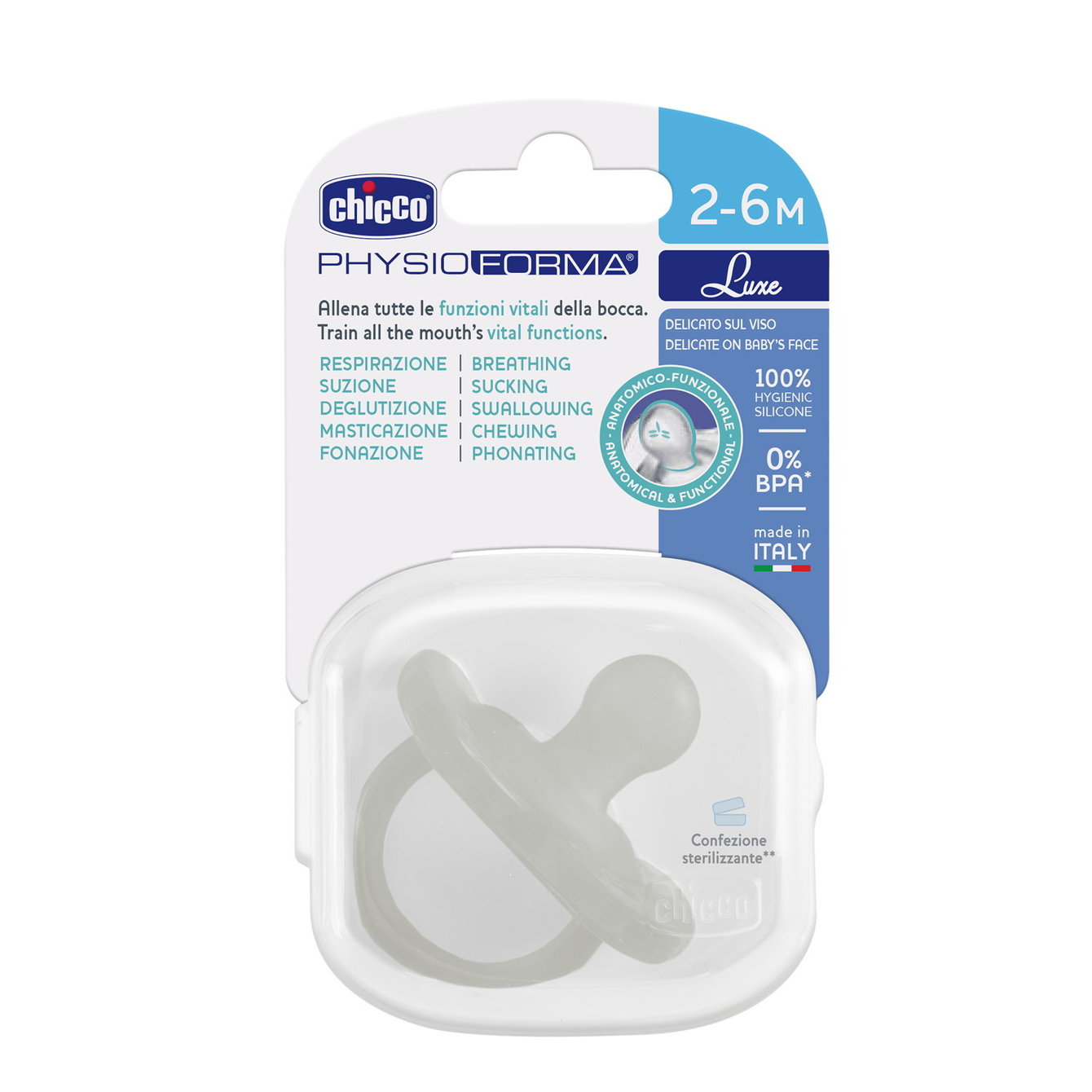 CHICCO PHYSIOFORMA LUXE čiulptukas 2-6M pilka - Image 2