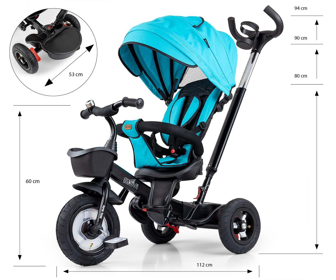 MILLY MALLY Movi black-mint 5in1 triratis – kūdikių prekė