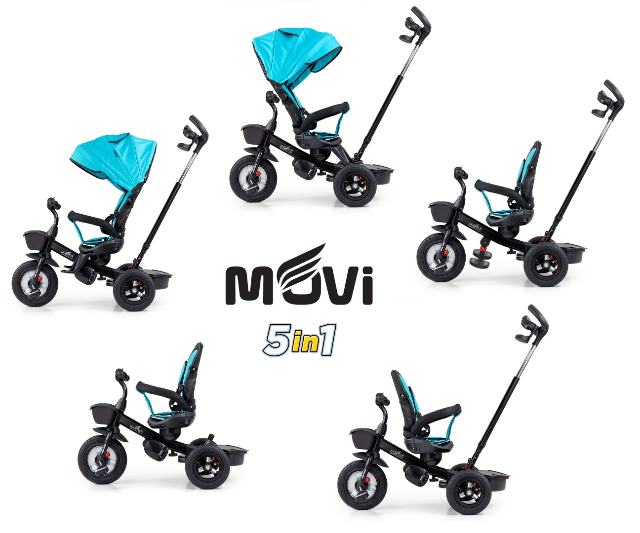 MILLY MALLY Movi black-mint 5in1 triratis – kūdikių prekė
