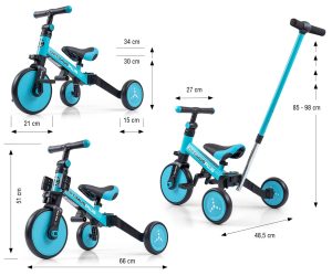 MILLY MALLY 4in1 dviratis OPTIMUS Plus mėlynas
