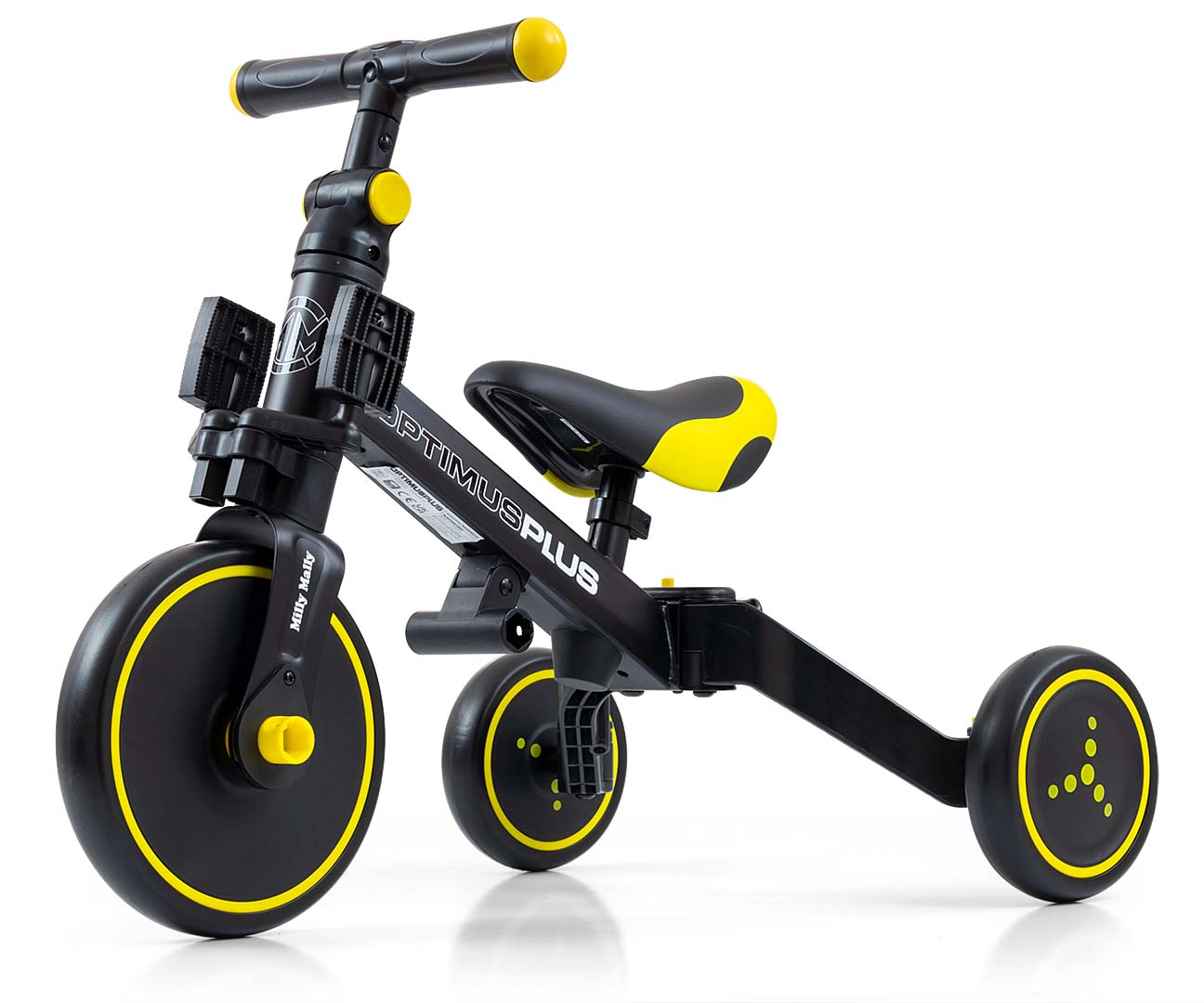 MILLY MALLY 4in1 dviratis OPTIMUS Plus juodas – kūdikių prekė