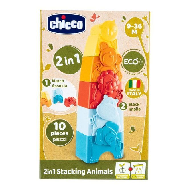 CHICCO ECO+ gyvūnų galvosūkis ir bokštas 2 viename - Image 2