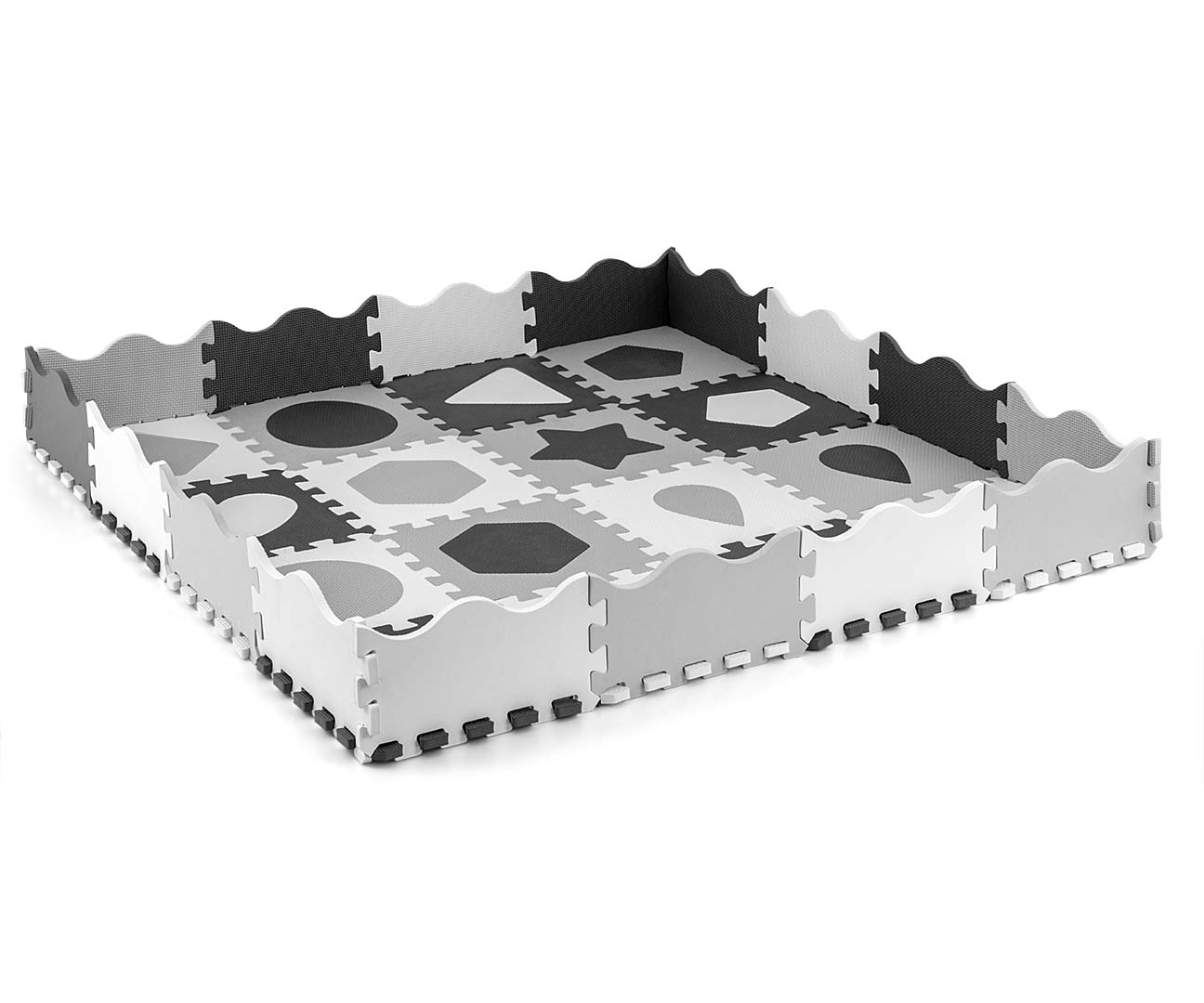 MILLY MALLY Porolono dėlionės kilimėlis 36 vnt. Jolly 4×4 Shapes – pilka – kūdikių prekė
