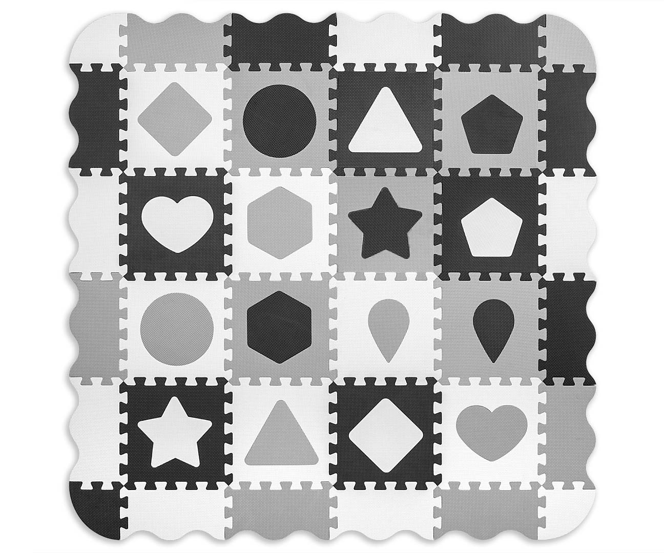 MILLY MALLY Porolono dėlionės kilimėlis 36 vnt. Jolly 4×4 Shapes – pilka – kūdikių prekė