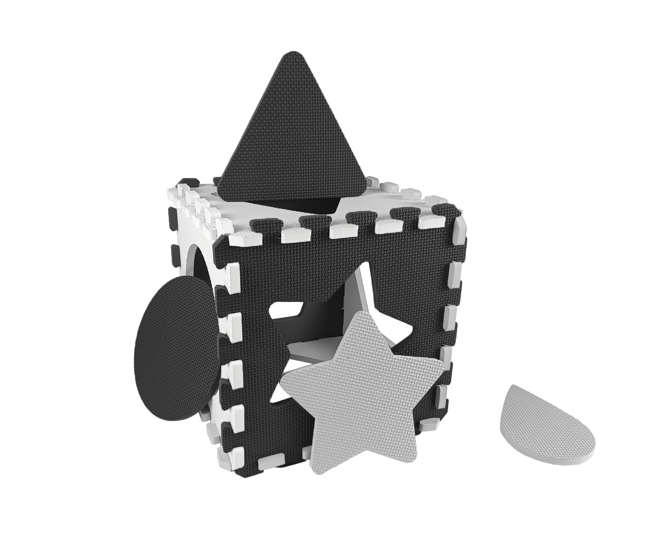 MILLY MALLY Porolono dėlionės kilimėlis 36 vnt. Jolly 4×4 Shapes – pilka – kūdikių prekė