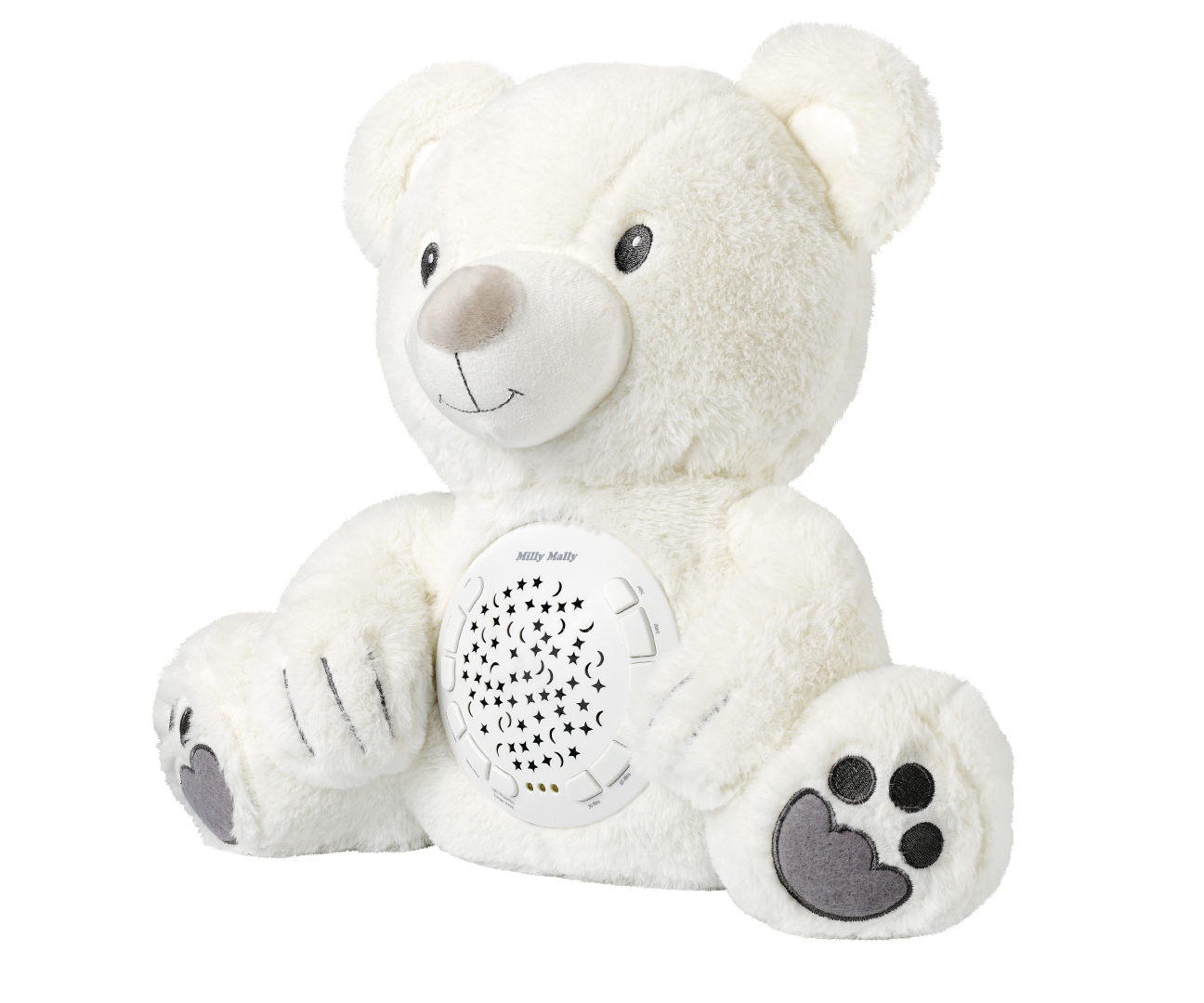 MILLY MALLY Milly Bear Baltas pliušinis žaislas su projektoriumi – kūdikių prekė