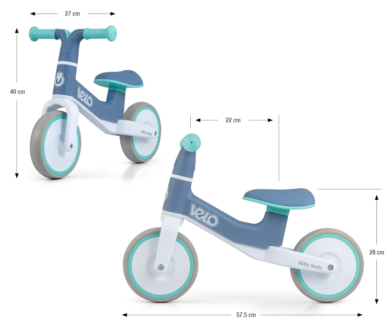 MILLY MALLY Velo mint balansinis dviratis – kūdikių prekė