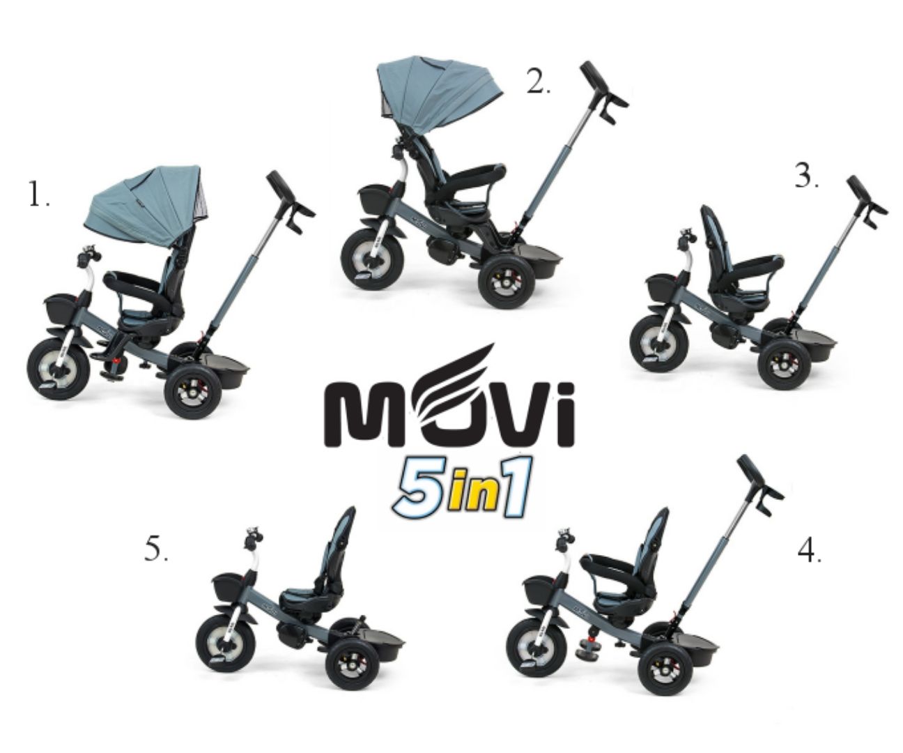 MILLY MALLY Movi pink 5in1 triratis – kūdikių prekė