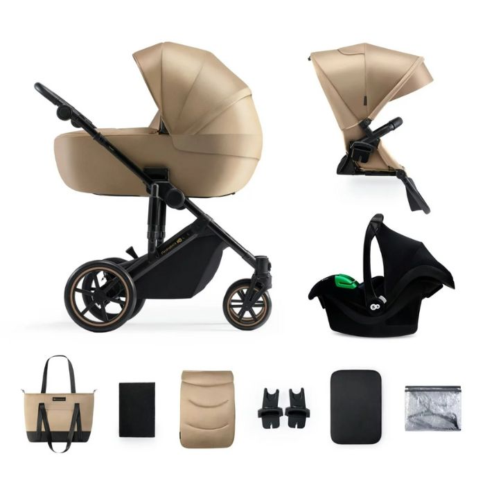 KINDERKRAFT daugiafunkcinis vežimėlis 3in1 PRIME 2 mink pro sandrose beige – kūdikių prekė
