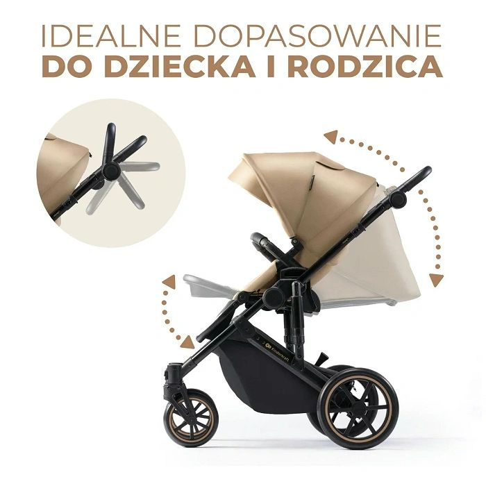 KINDERKRAFT daugiafunkcinis vežimėlis 3in1 PRIME 2 mink pro sandrose beige – kūdikių prekė