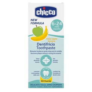 CHICCO Obuolių-bananų dantų pasta be fluoro 50 ml 6-24m
