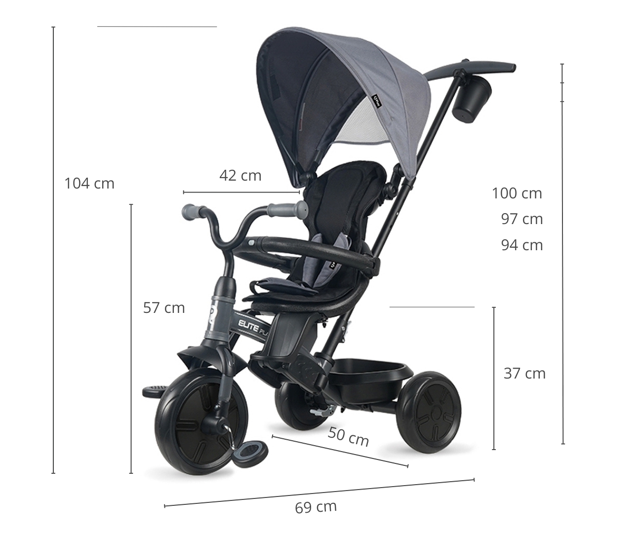 MILLY MALLY Qplay Elite Platinum Grey triratis – kūdikių prekė