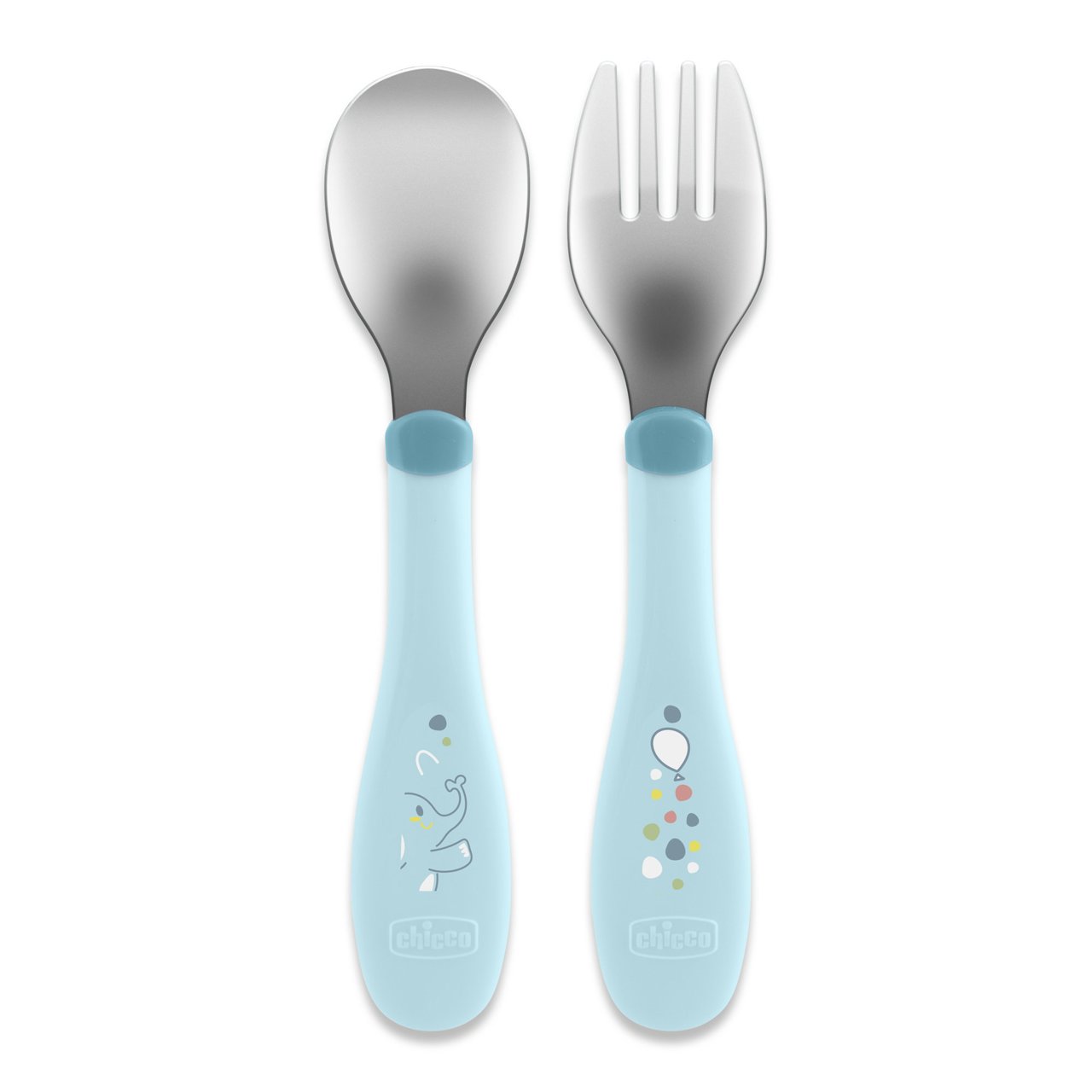 CHICCO Metaliniai stalo įrankiai mėlyni 18m+ – kūdikių prekė