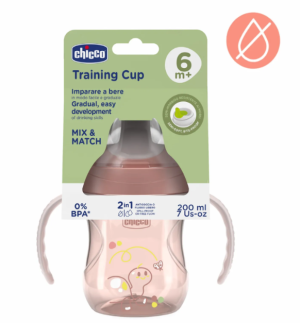 CHICCO Neišsiliejantis puodelis su kietu snapeliu 200 ml 6m+