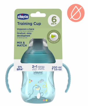 CHICCO Neišsiliejantis puodelis su kietu snapeliu 200 ml 6m+